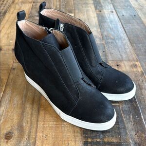 Linea Paolo WedSuede Black Women Sz 6.5 Felicia Platform Shoes Bootie Boots